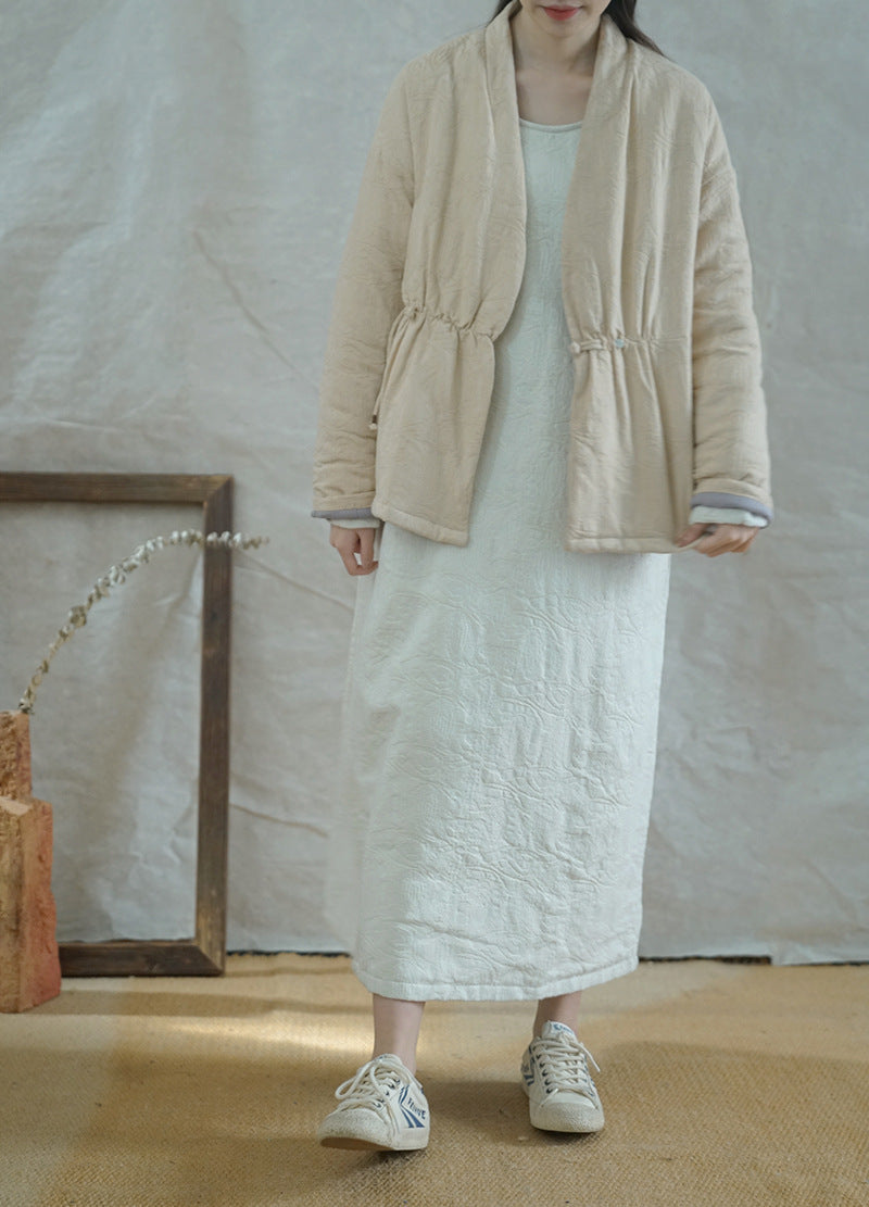 ◇ジャガードコットン中綿ノーカラージャケット◇