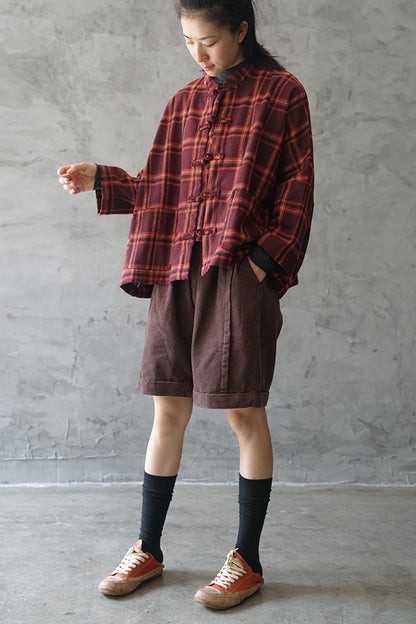 ◇ウール チェックパターン ドロップショルダー オリエンタル ジャケット◇