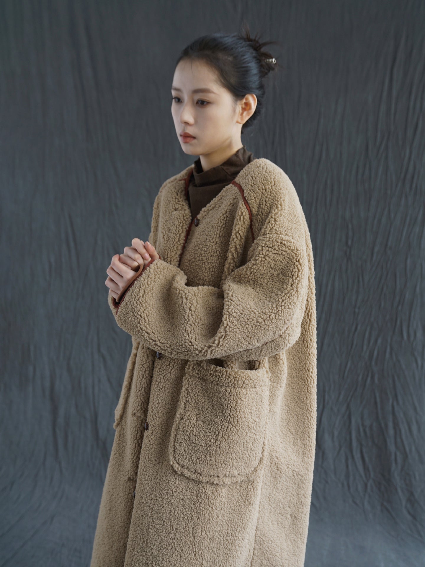 ２色展開◇ドロップショルダーゆったりシルエットボアコート◇