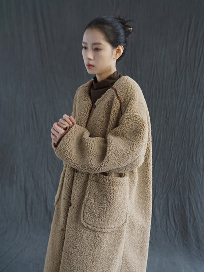 ２色展開◇ドロップショルダーゆったりシルエットボアコート◇