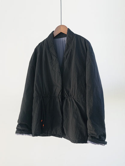 ３色展開◇中綿 ゆったりシルエット ドロップショルダー オリエンタル ノーカラージャケット◇
