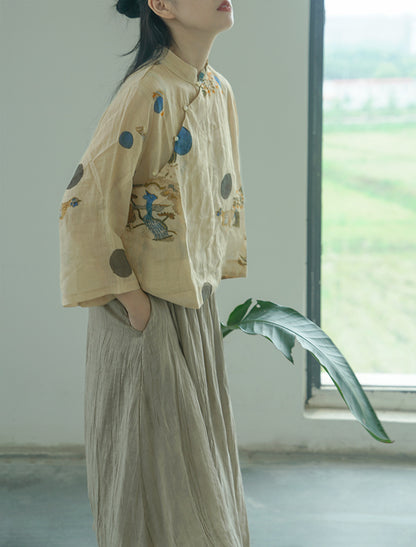 １点のみスペシャルSALE✩◇水彩プリントが美しい ラミーブラウス ◇