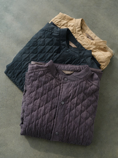 6色展開△中綿バンドカラーシャツ△