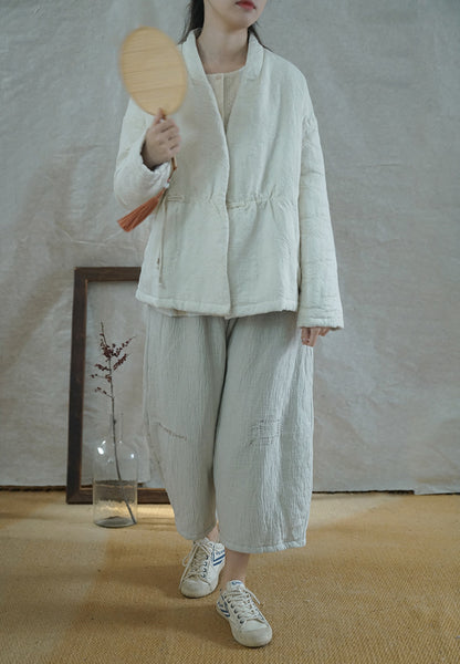 ◇ジャガードコットン中綿ノーカラージャケット◇