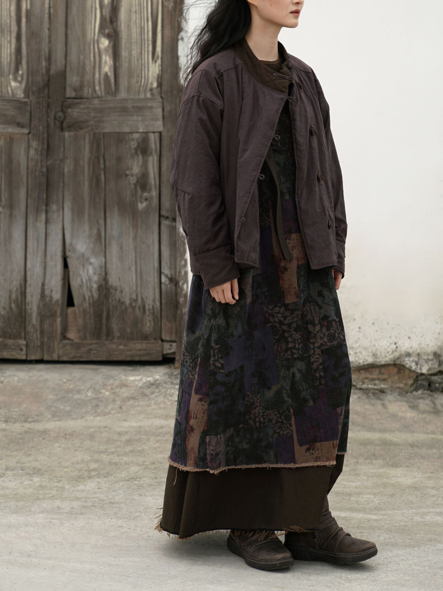 ２色展開◇軽量  暖か ドロップショルダー スタンドカラー 中綿ジャケット◇