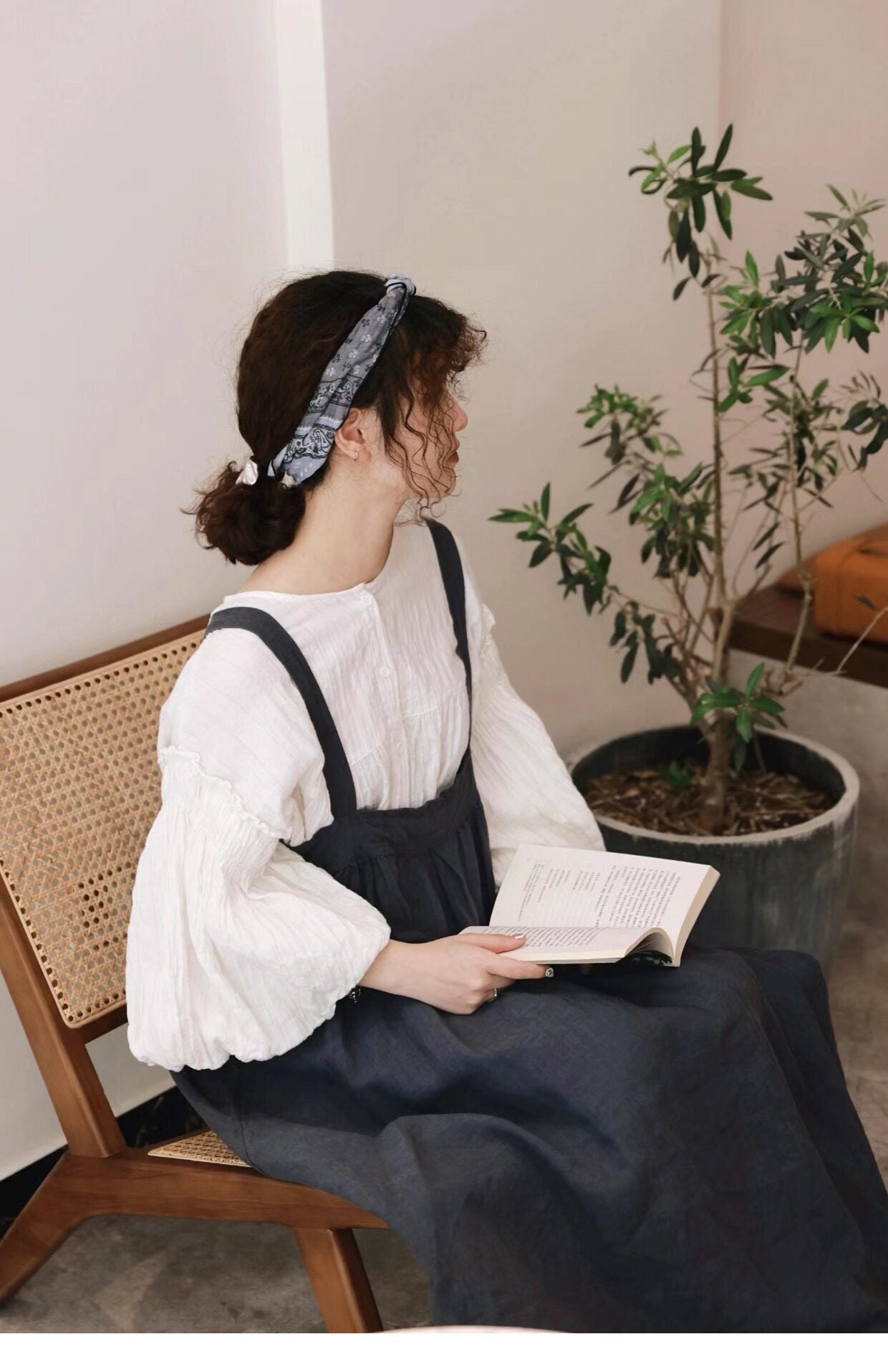 ☆たっぷりギャザー使いでふんわりシルエット☆ドロップショルダー コットンガーゼシャツ☆