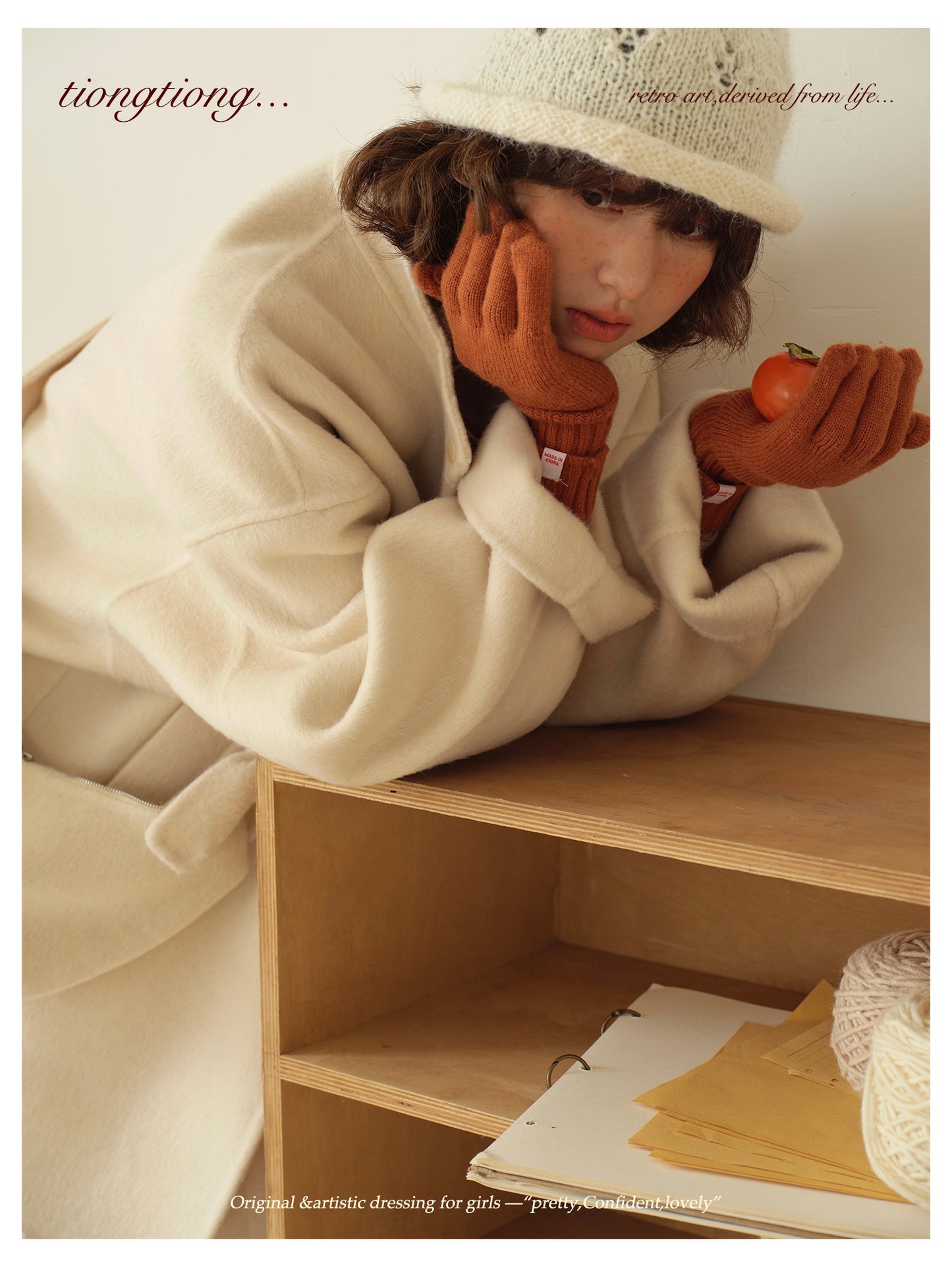 ２色展開△ダブルフェイスウール×キャメルで暖か ドロップショルダーゆったり  スタンドカラーコート△バッグ付き