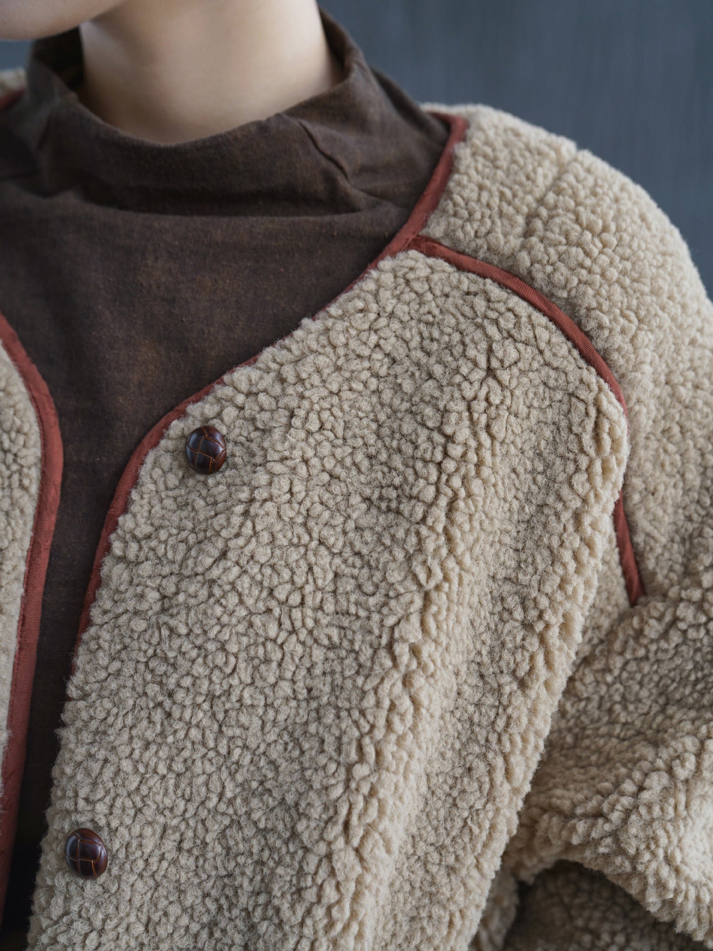 ２色展開◇ドロップショルダーゆったりシルエットボアコート◇