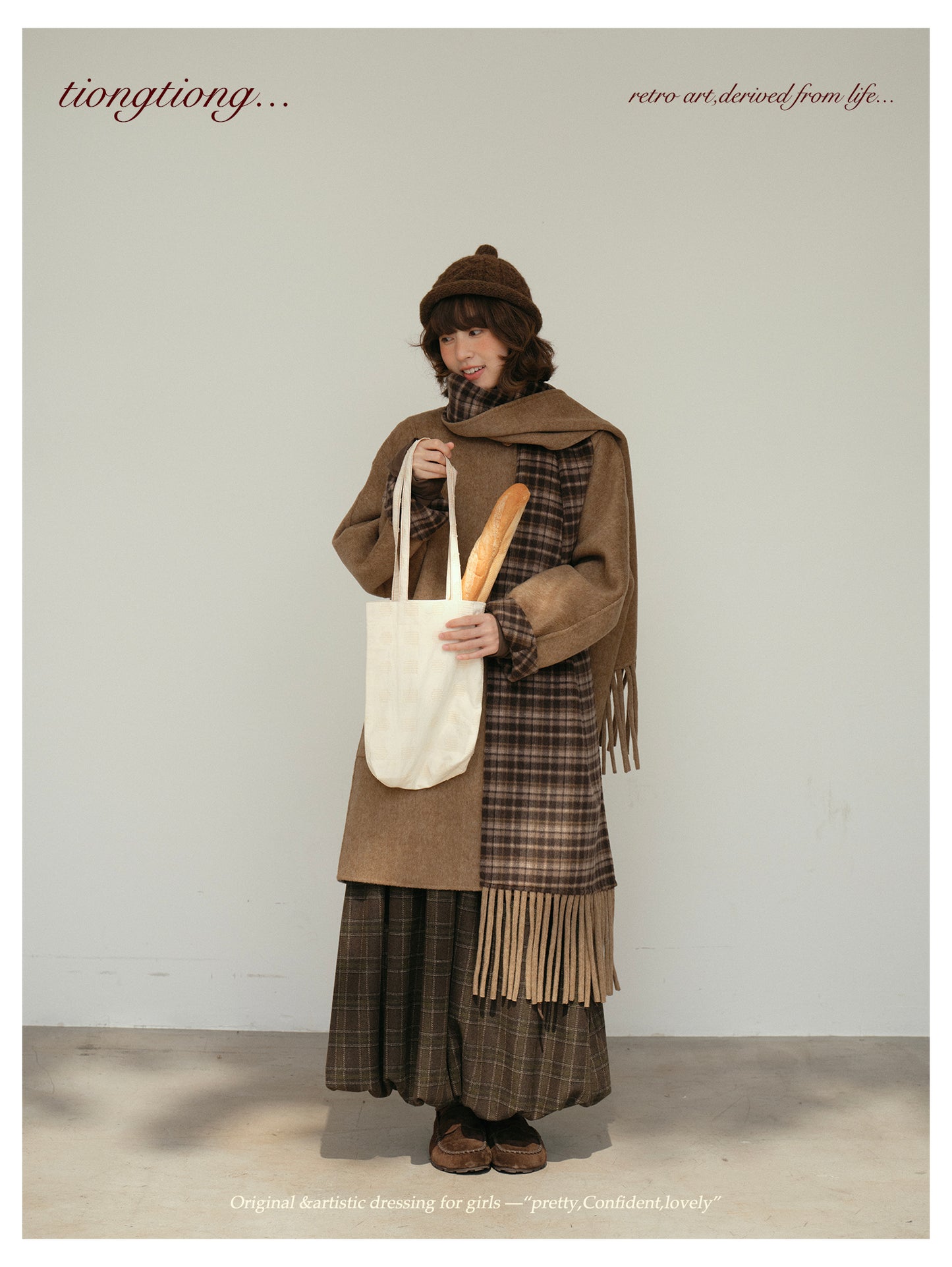 △リバーシブル ダブルフェイスウールで暖か ゆったり  ノーカラーコート△