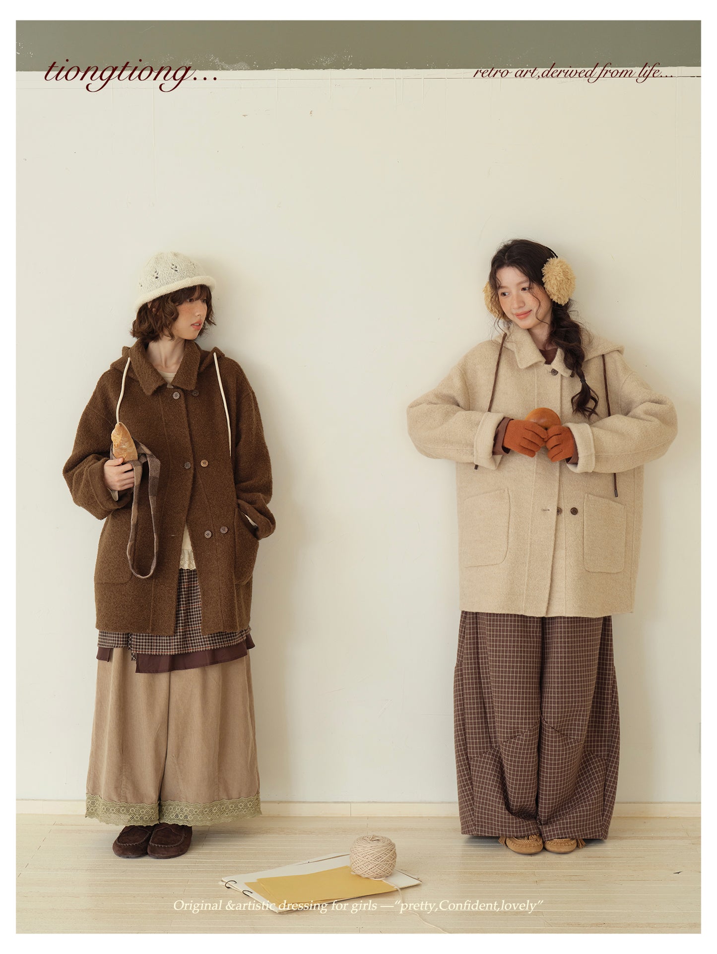 ２色展開◇ダブルフェイスウールで暖かドロップショルダーゆったり ショートコート◇