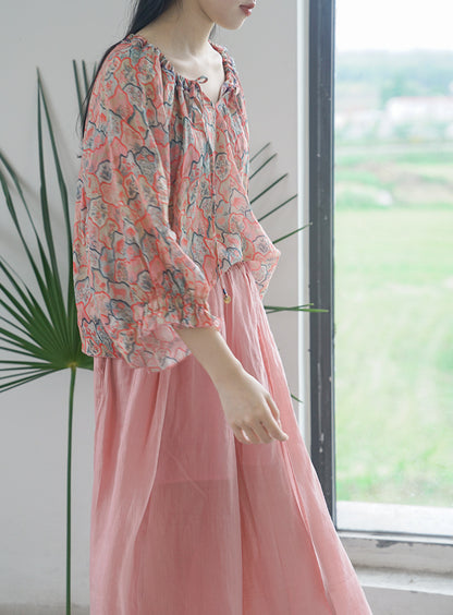 △薄手生地で夏場にピッタリ▽ラミー 8分丈ブラウス シャツ△