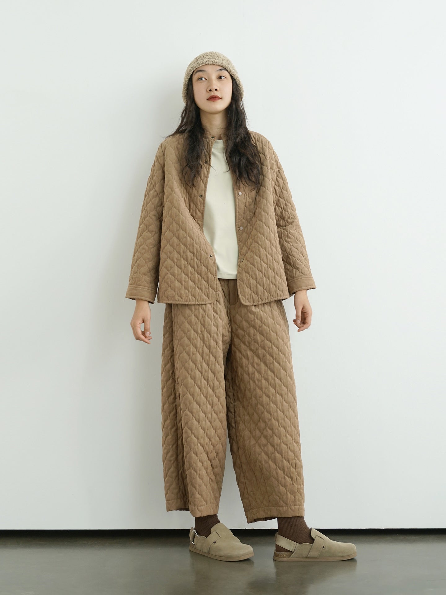 6色展開△中綿バンドカラーシャツ△