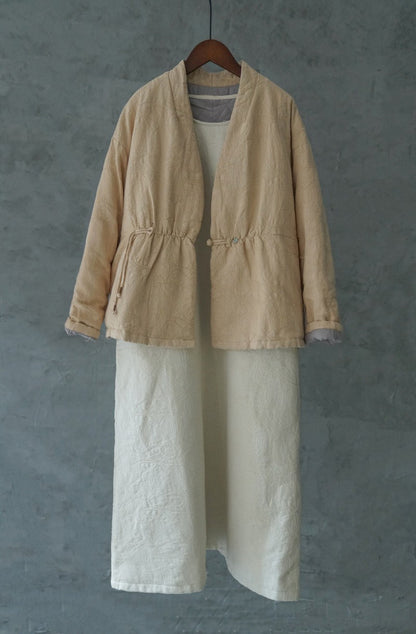 ◇ジャガードコットン中綿ノーカラージャケット◇