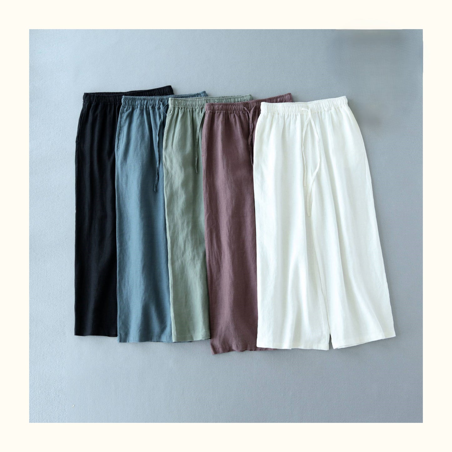 ◇5色展開◇フルレングス リネン  ワイド イージーパンツ◇