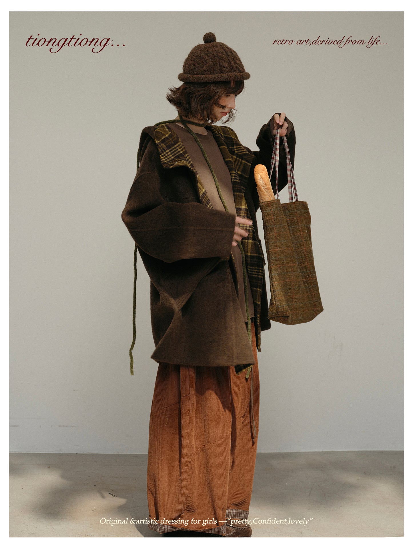 ２色展開◇ダブルフェイスウール×ヤク×シルクで暖かドロップショルダーゆったり フーディーコート◇