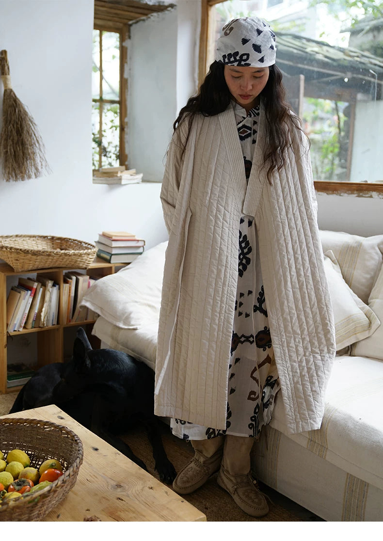 ◇コットン中綿  ドロップショルダー ロングコート◇