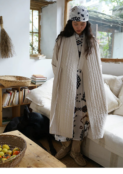 ◇コットン中綿  ドロップショルダー ロングコート◇