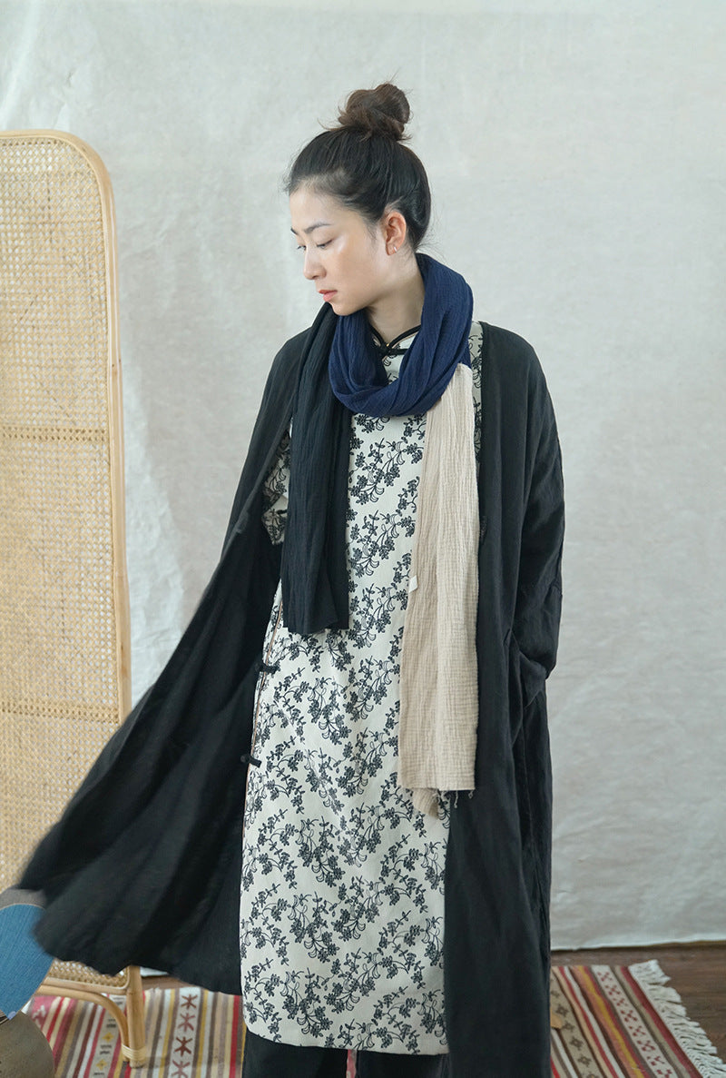 2色展開◇ハンドステッチが可愛い◇ドロップショルダー  リネンゆったり羽織コート◇