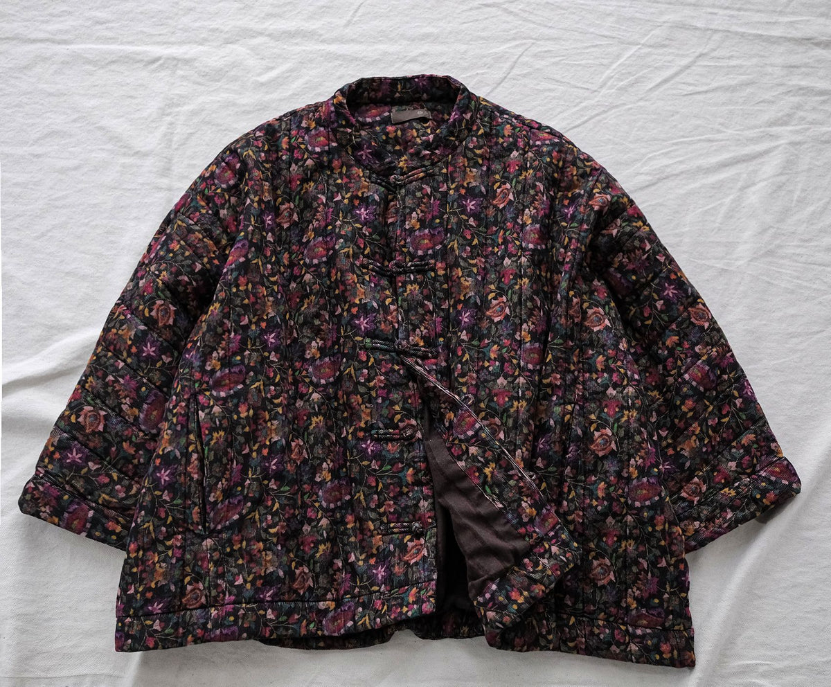 2色展開◇小花柄コットン生地 ゆったりシルエット 中綿 オリエンタル ジャケット◇