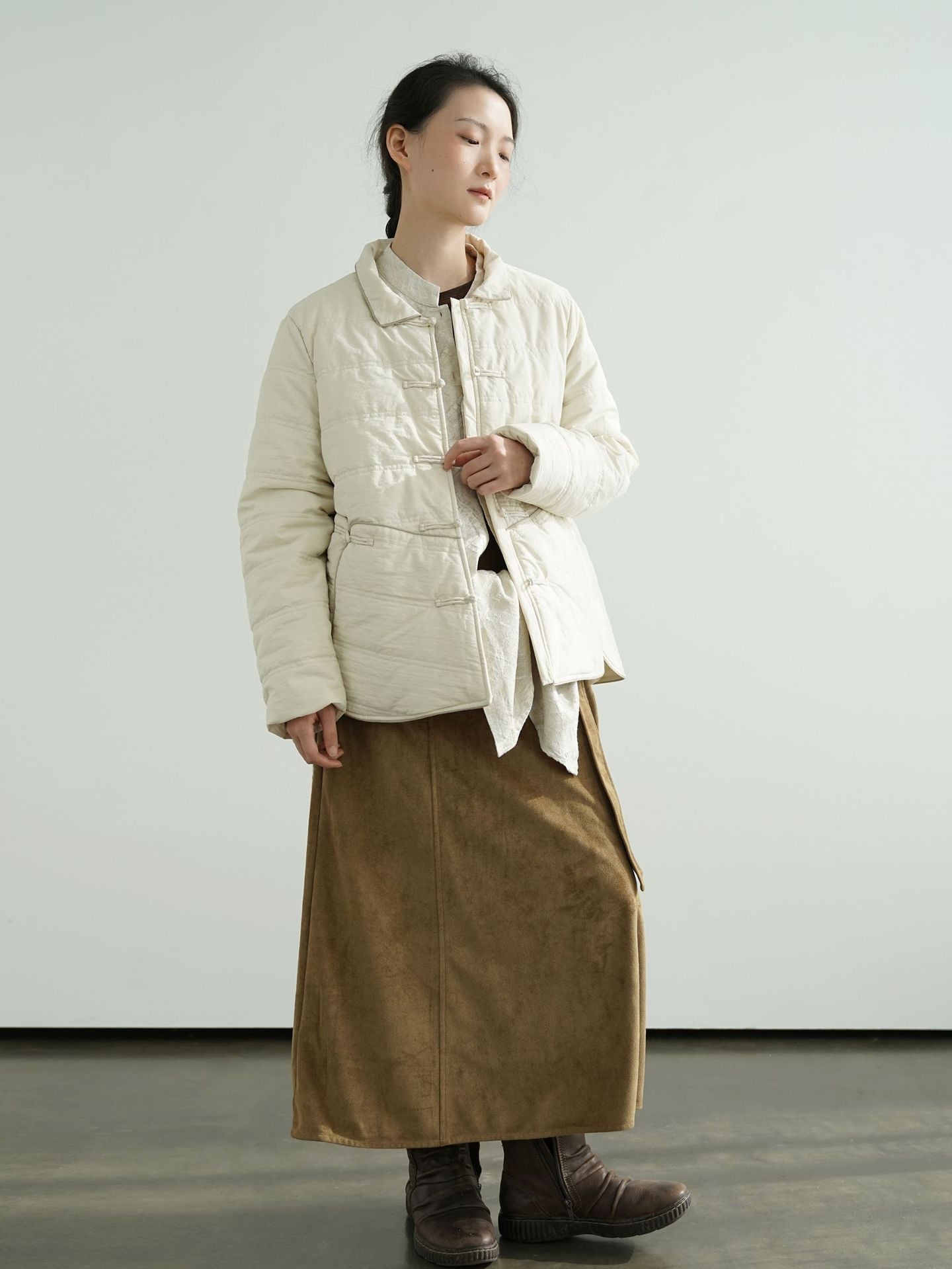 ２色展開◇軽量  暖か コットン スタンドカラー 中綿ジャケット◇