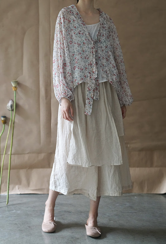 3色展開◇ハイカウントラミーが軽やか旅行用にも◇ダブルレイヤーアシンメトリー イージースカート◇