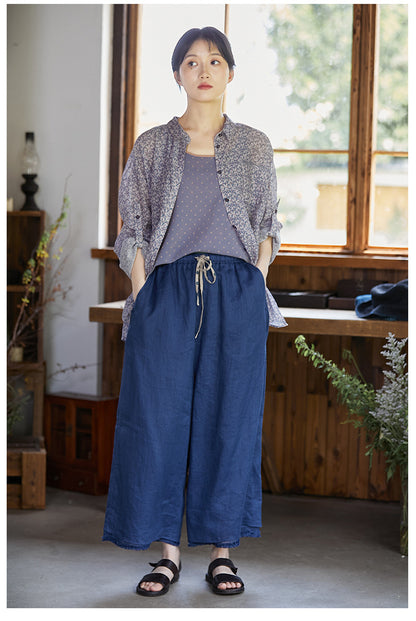 ◇小花柄で品のあるゆったりシルエット ドロップショルダーコットンシルクシャツ◇M/Lサイズ