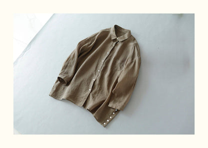 6色展開◇ゆったりシルエット◇ラミー ドロップショルダー 9分丈シャツ ブラウス ◇