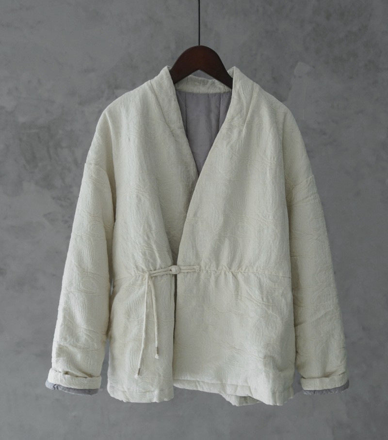 ◇ジャガードコットン中綿ノーカラージャケット◇