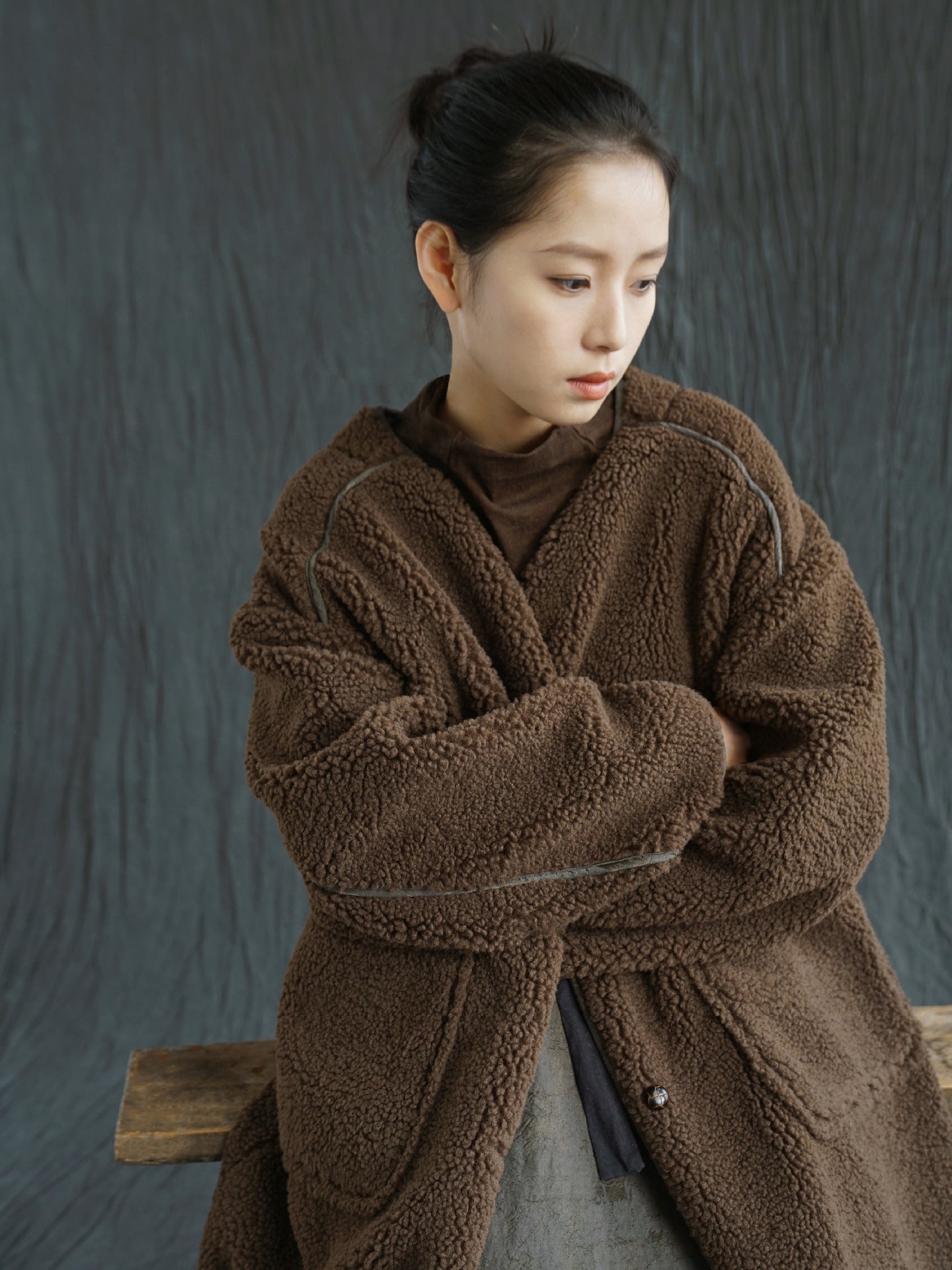 ２色展開◇ドロップショルダーゆったりシルエットボアコート◇