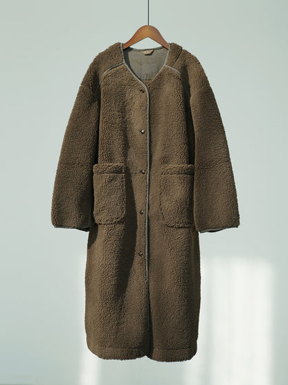 ２色展開◇ドロップショルダーゆったりシルエットボアコート◇