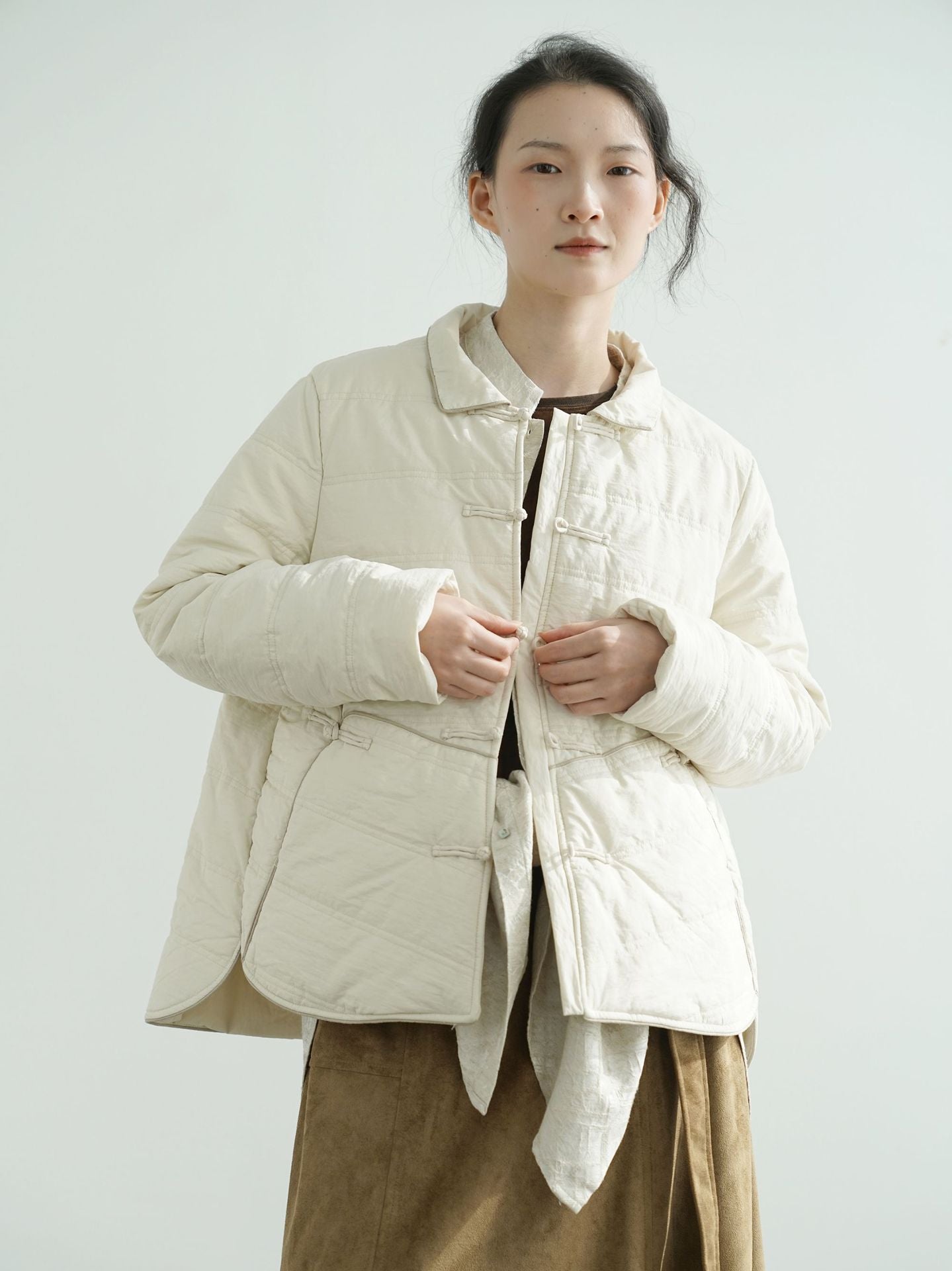 ２色展開◇軽量  暖か コットン スタンドカラー 中綿ジャケット◇