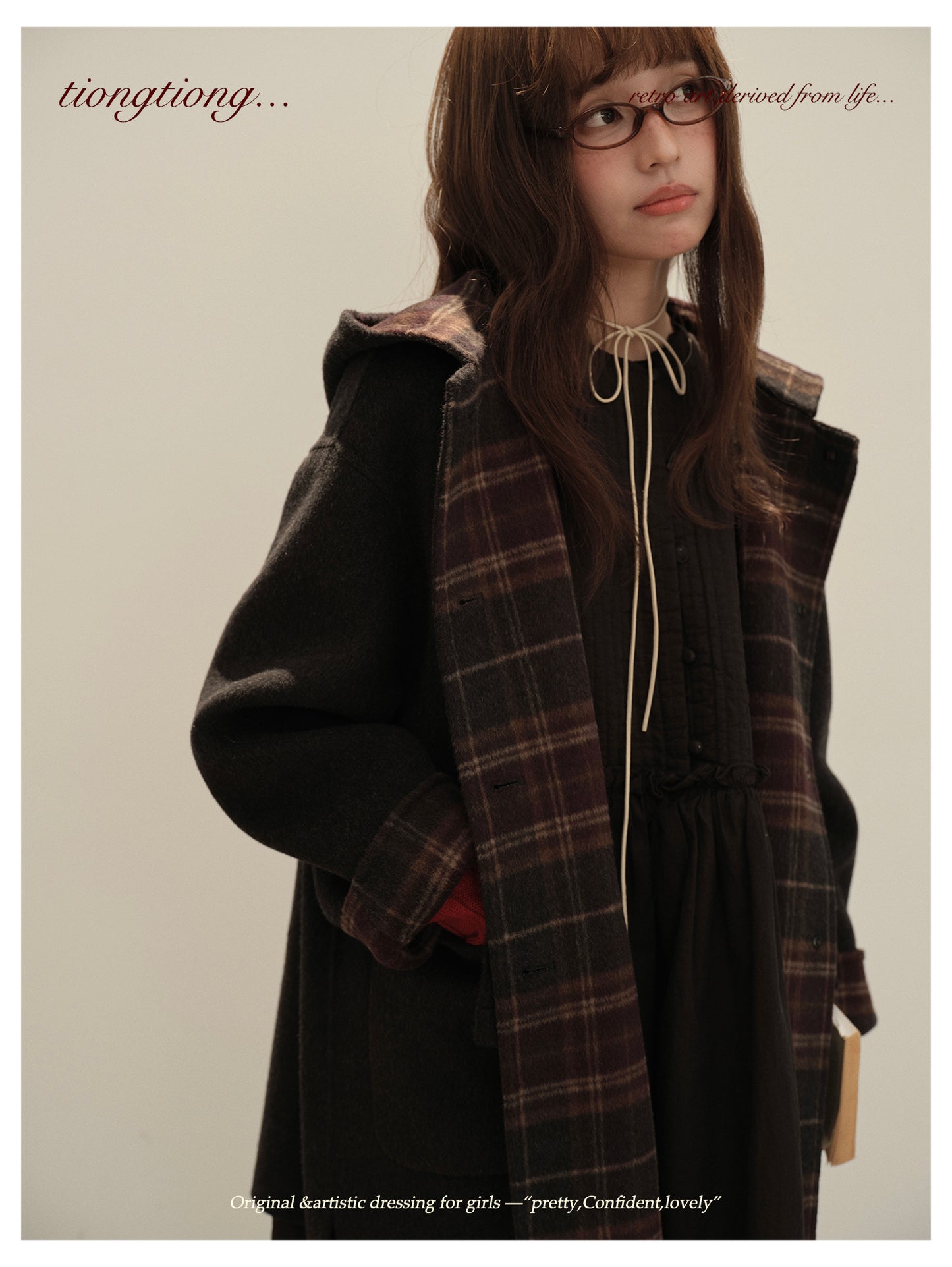 3色展開◇ダブルフェイス カシミア×メリノウールで暖かドロップショルダーゆったり フーディーコート◇