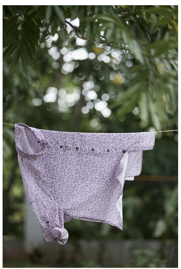 ◇小花柄で品のあるゆったりシルエット ドロップショルダーコットンシルクシャツ◇M/Lサイズ