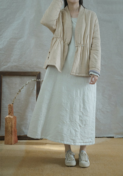 ◇ジャガードコットン中綿ノーカラージャケット◇