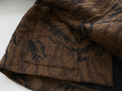 ◇リーフ柄の織柄が美しい◇中綿 ドロップショルダー オリエンタル ジャケット◇