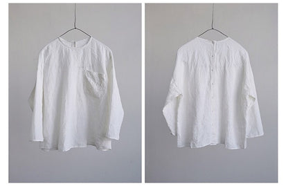 フロント＆バック両面で着れる◇リネン 2WAY シャツ✩ M/Lサイズ