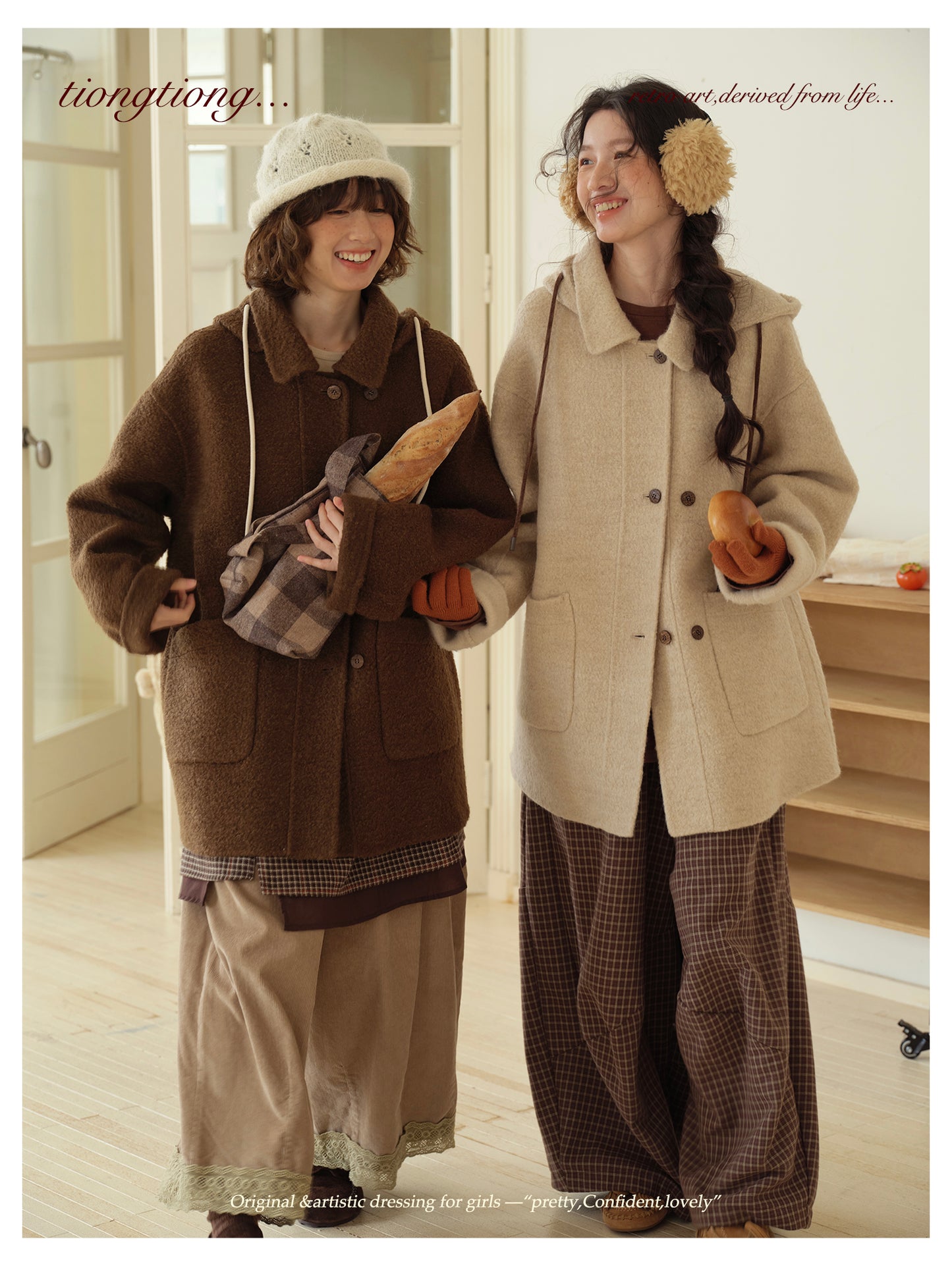 ２色展開◇ダブルフェイスウールで暖かドロップショルダーゆったり ショートコート◇