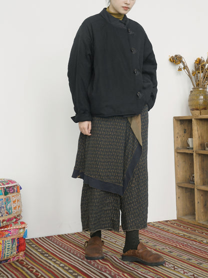 ２色展開◇軽量  暖か ドロップショルダー スタンドカラー 中綿ジャケット◇