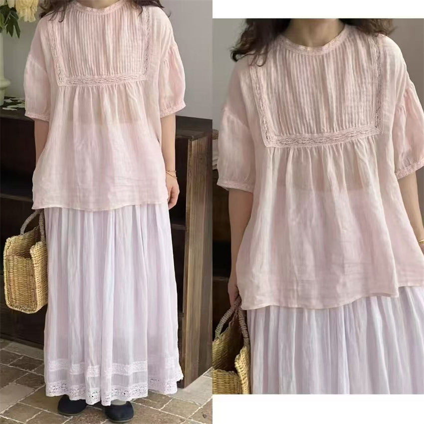 4色展開◇苧麻ラミー ピンタックシャツ◇