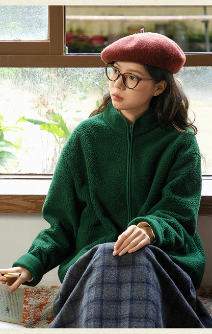 3色展開✩ゆったりシルエット✩ドロップショルダーフリース ジャケット△S/Mサイズ