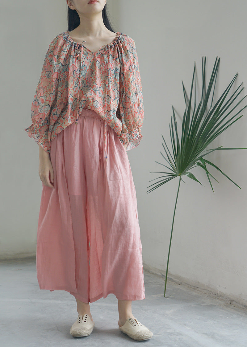 △薄手生地で夏場にピッタリ▽ラミー 8分丈ブラウス シャツ△