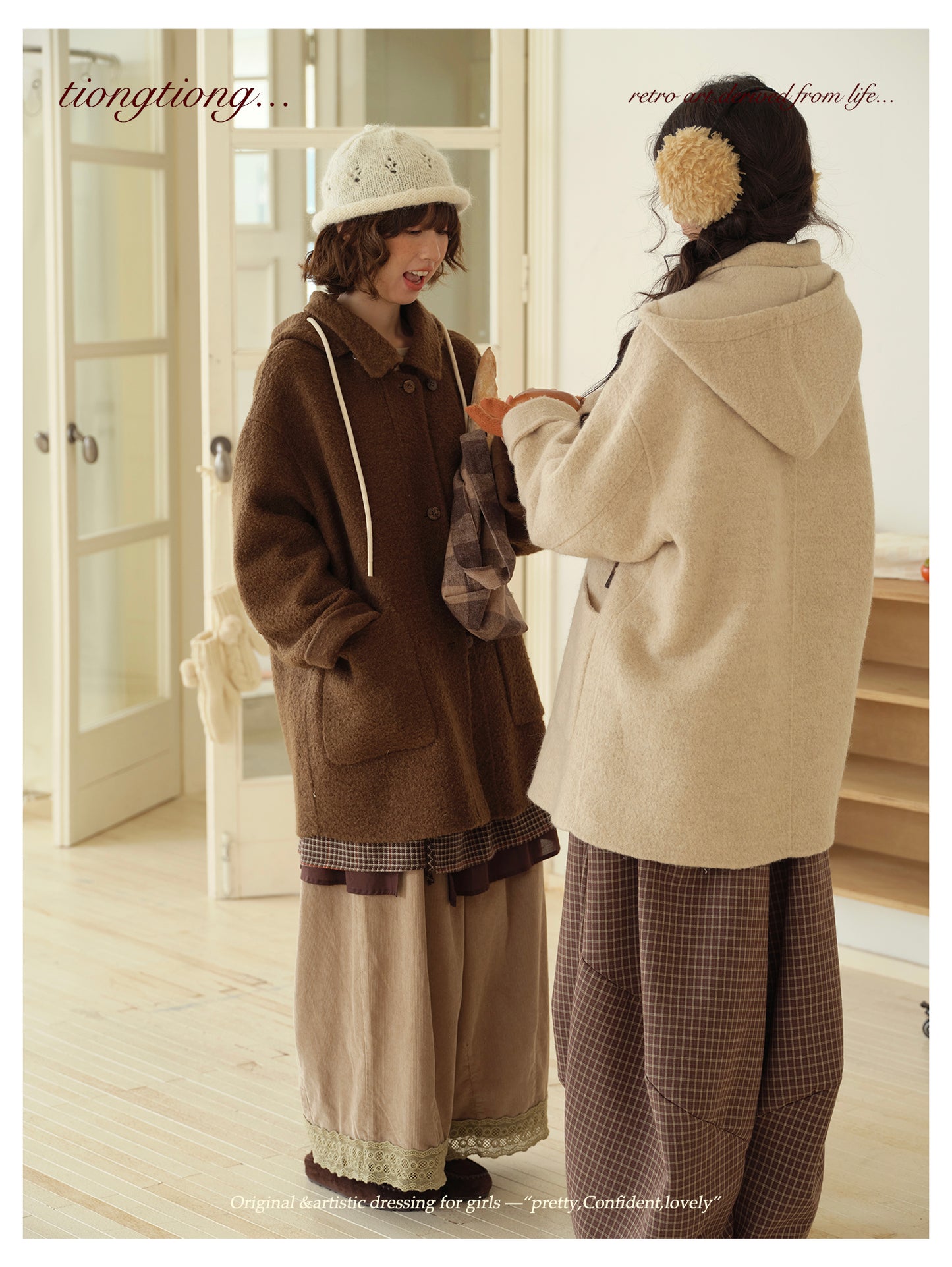 ２色展開◇ダブルフェイスウールで暖かドロップショルダーゆったり ショートコート◇