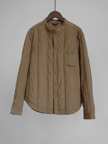 6色展開★中綿バンドカラーシャツ★