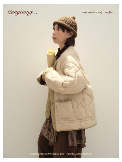 ✩ばっちり防寒✩ゆったり リバーシブル コットン ダウンジャケット✩