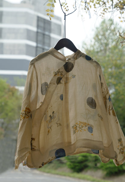 １点のみスペシャルSALE✩◇水彩プリントが美しい ラミーブラウス ◇