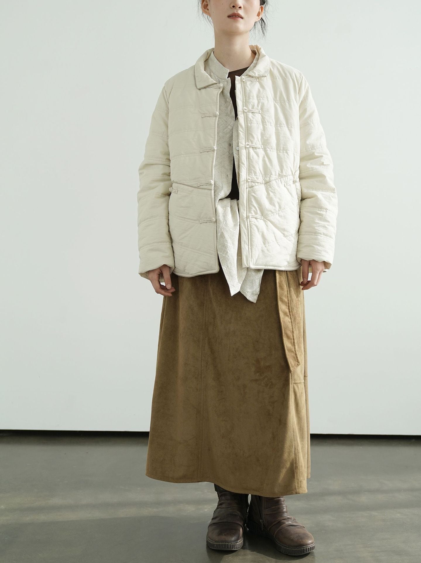 ２色展開◇軽量  暖か コットン スタンドカラー 中綿ジャケット◇