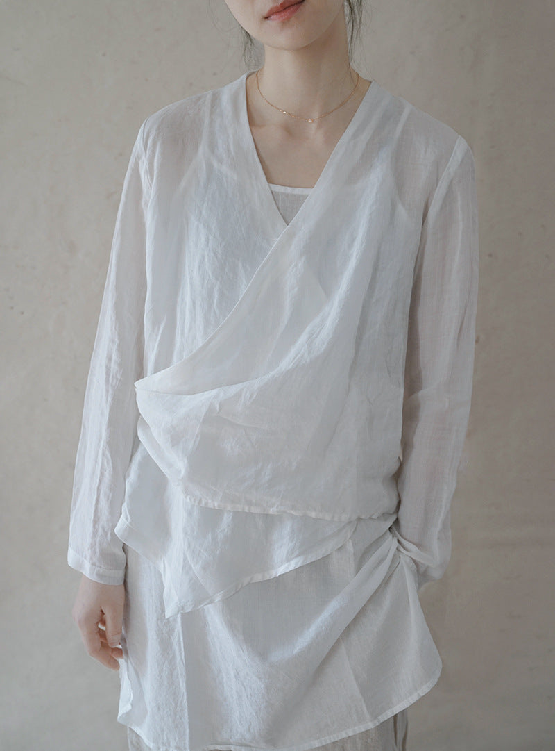 ◇ハイカウントラミー ショートカシュクールシャツ◇