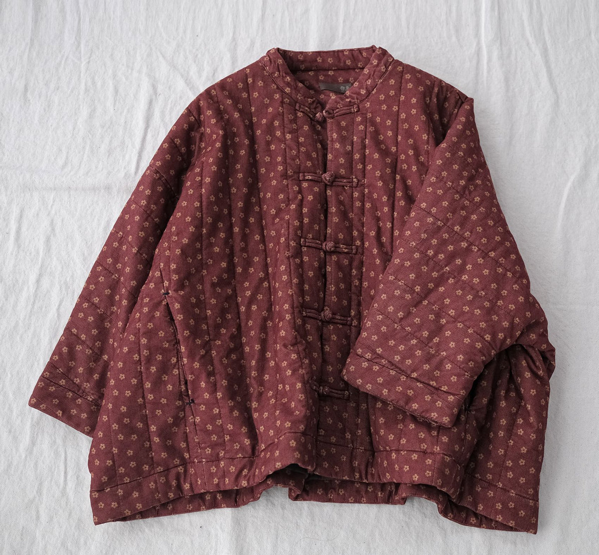 2色展開◇小花柄コットン生地 ゆったりシルエット 中綿 オリエンタル ジャケット◇