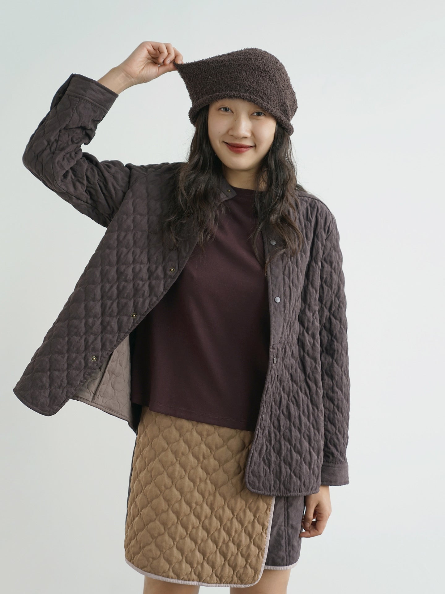 6色展開△中綿バンドカラーシャツ△