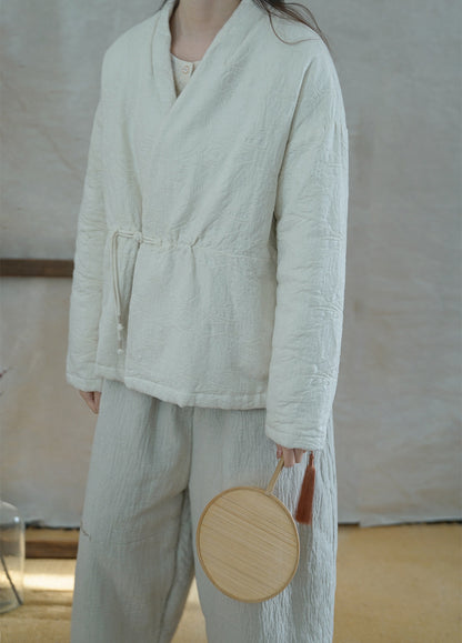 ◇ジャガードコットン中綿ノーカラージャケット◇